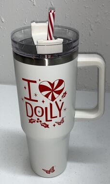 I Heart Dolly Christmas Tumbler 2025 DG 40oz White Peppermint Straw New